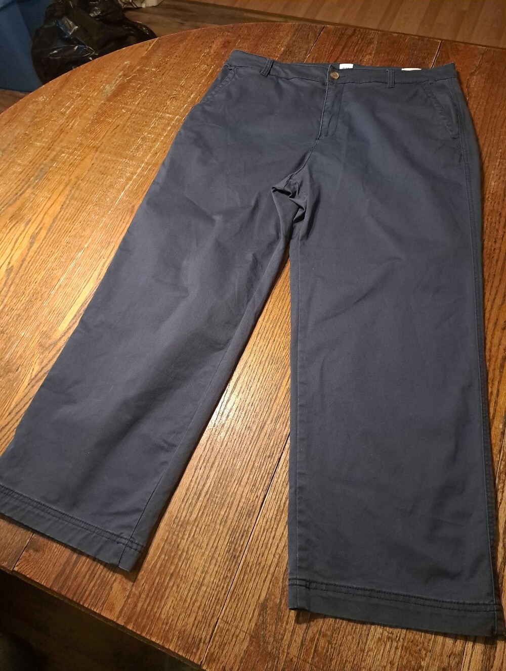 Size 16 Gap Girlfriend Khaki Grey Blue Casual Pants with Pockets and Belt Loops